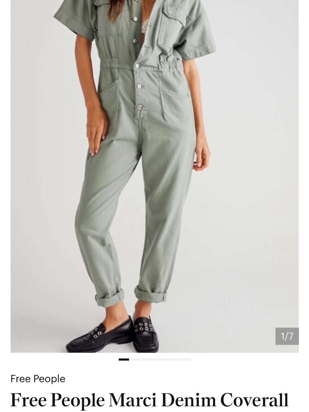 Free People Marci Denim Overalls - Sage